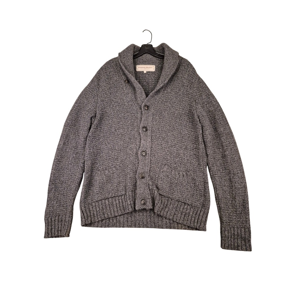 Farmers Market Iceland Mens Shawl Collar Cardigan Sweater Grey Marl Medium